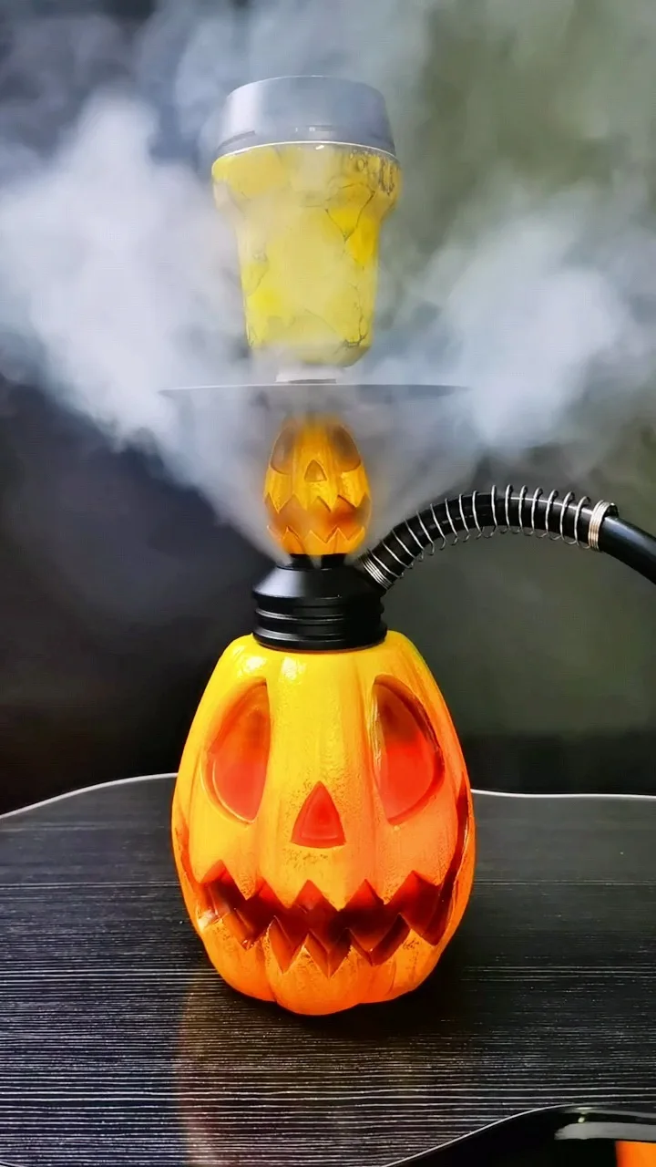 Pumpkin-Model Arabian Hookah Set with Color Light and Resin Process Bongs in Australian