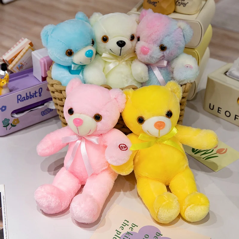 30CM Creative Light Up LED Bear Stuffed Animal Plush Toy Colorful Glowing Bear Doll Luminous Christmas Gift
