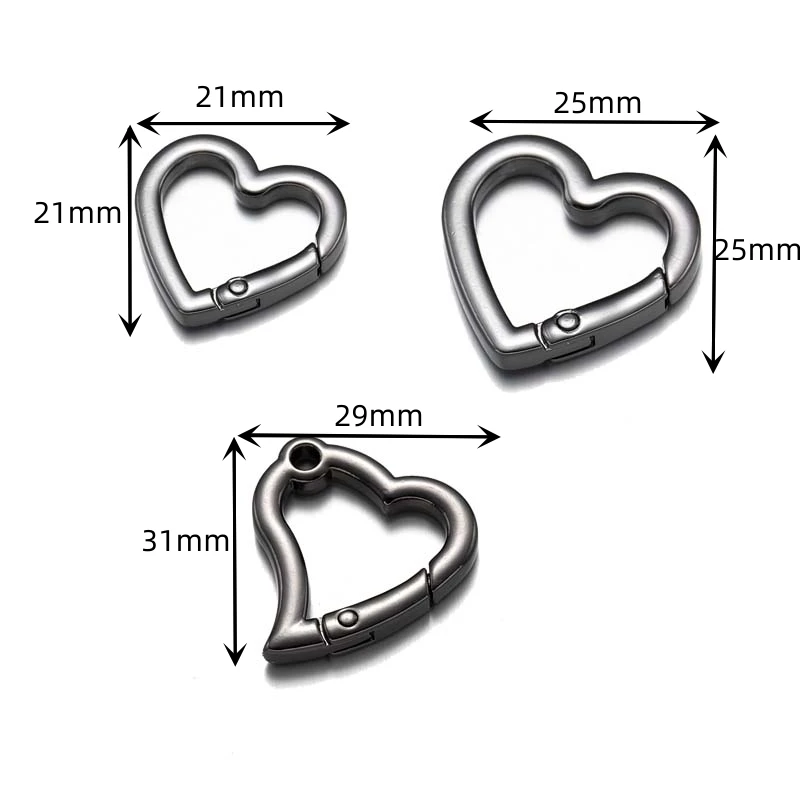 5pcs/Lot 21X21/25X25/21X29mm Metal Heart Shape Spring Clasps