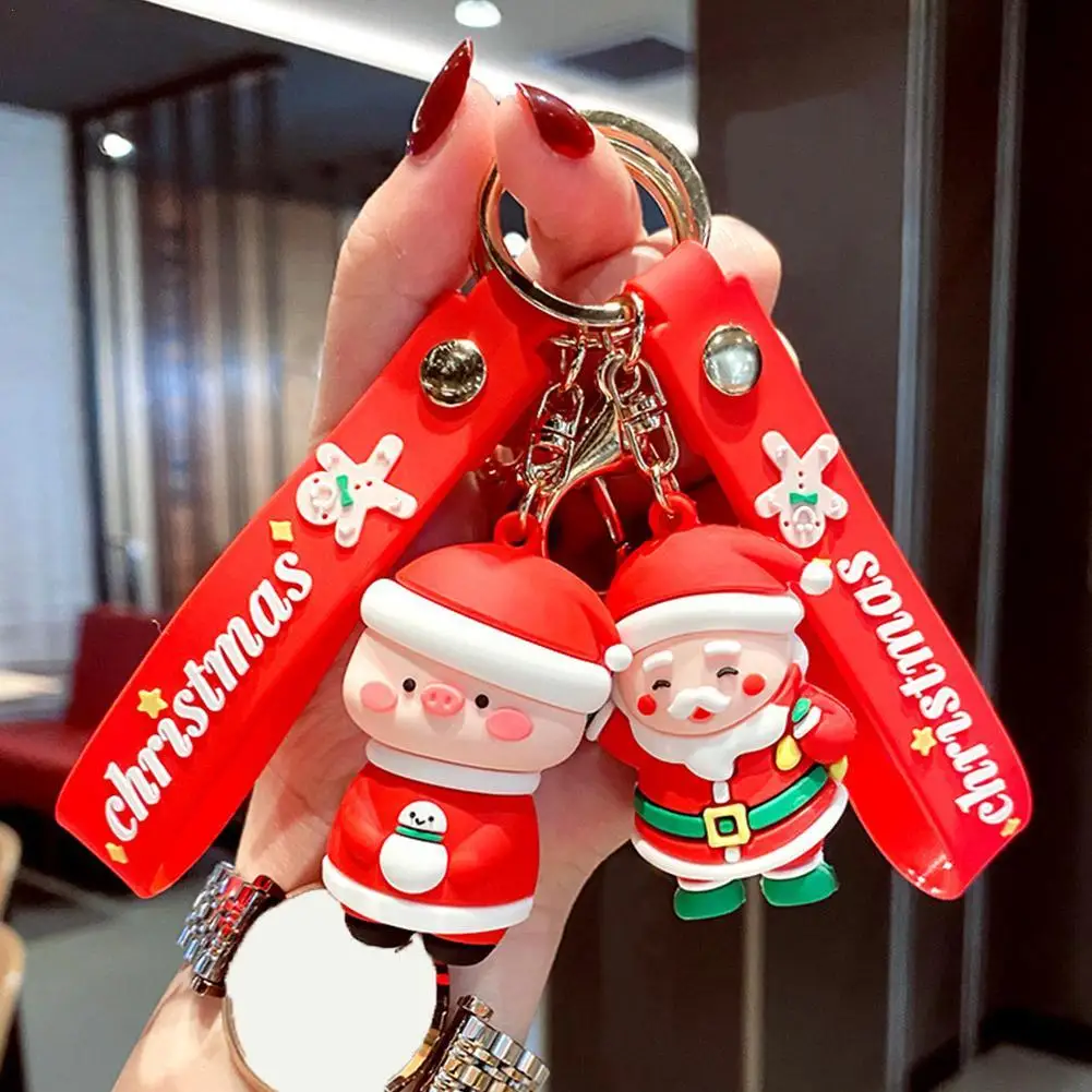 

Christmas Keychain Decoration Santa Claus Snowman Keychain Fashion Bag Pendant Car Key Chain Couple Kids Christmas Gift Jewelry