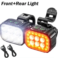 USB Rechargeable Waterproof LED Bike Light Set with Headlight and Taillight (Front - Rear Light)