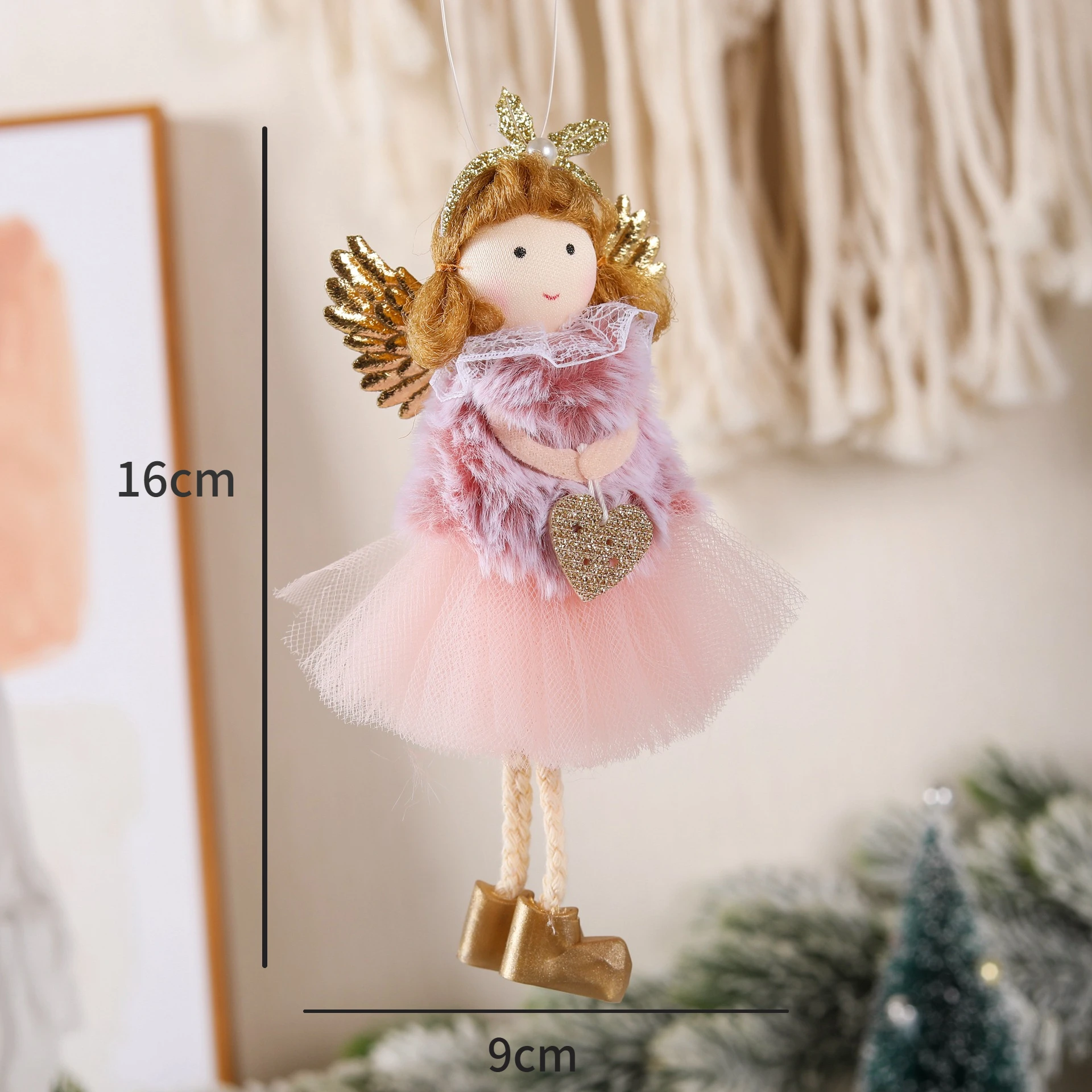 Christmas Plush Angel Girl Santa Claus Dolls Xmas Tree Ornament