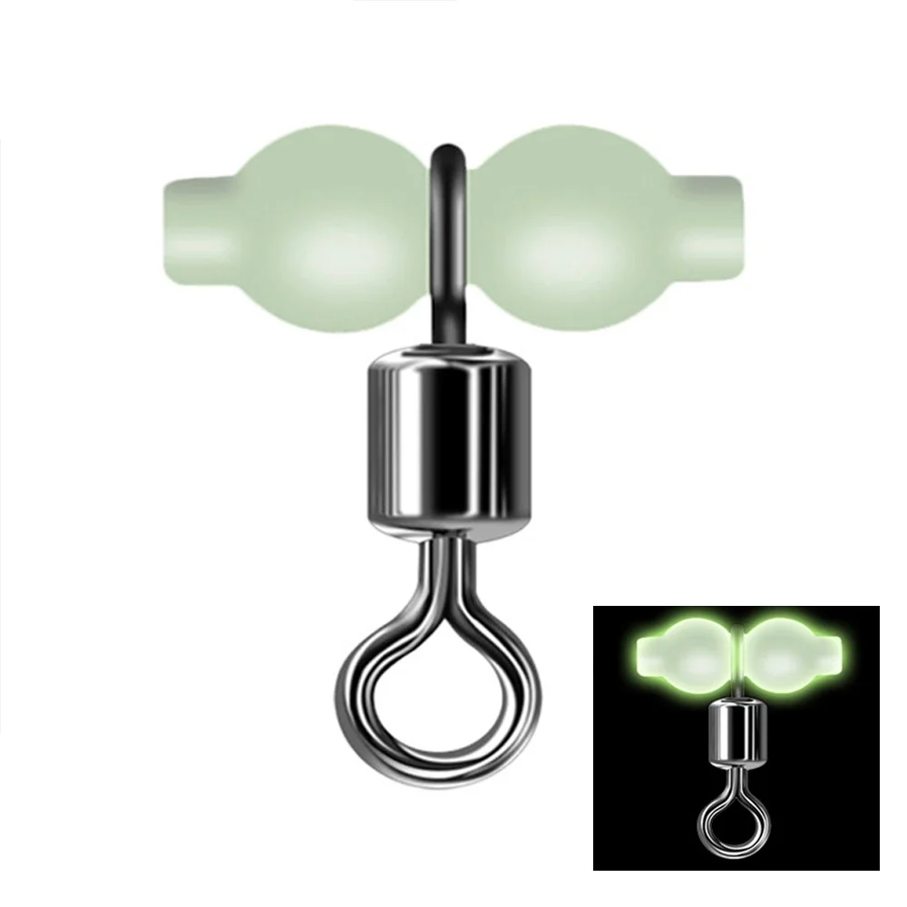 Fishing Swivel 20pcs Luminous Cross Line Rolling Fishing Swivel 3 Way Fishing Line Connector