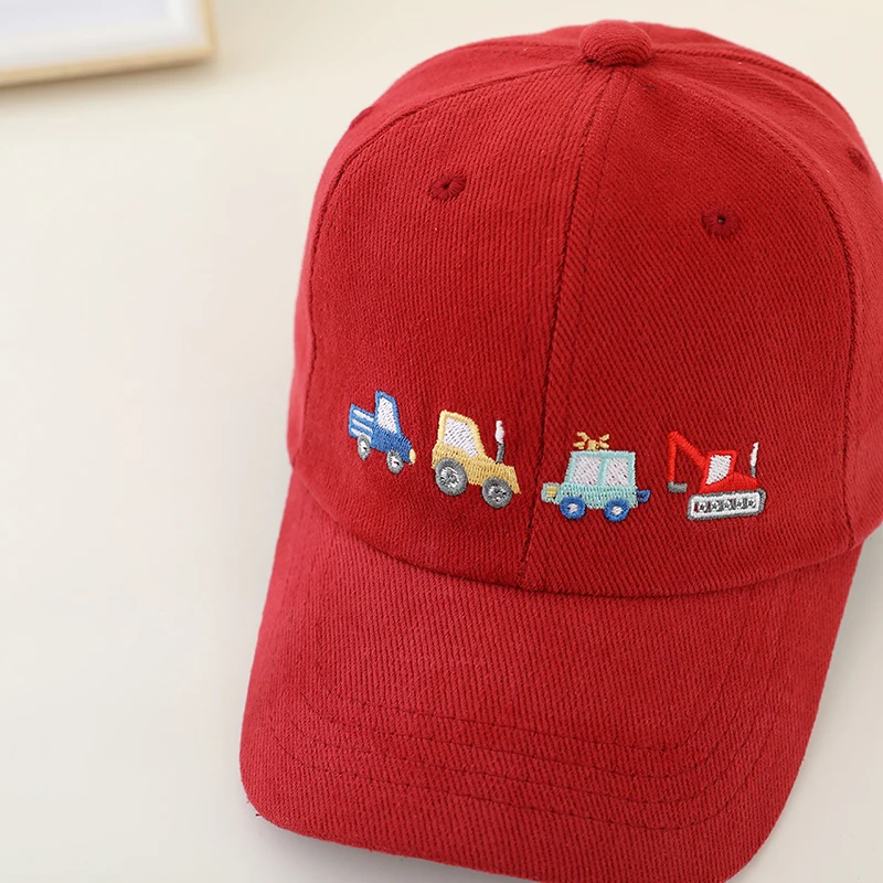 School Boy Baseball Hats Bulldozer Excavator Embroidered Children Outdoor Summer Kids Caps for 2-8Years Baby Sports Hats Cotton 6