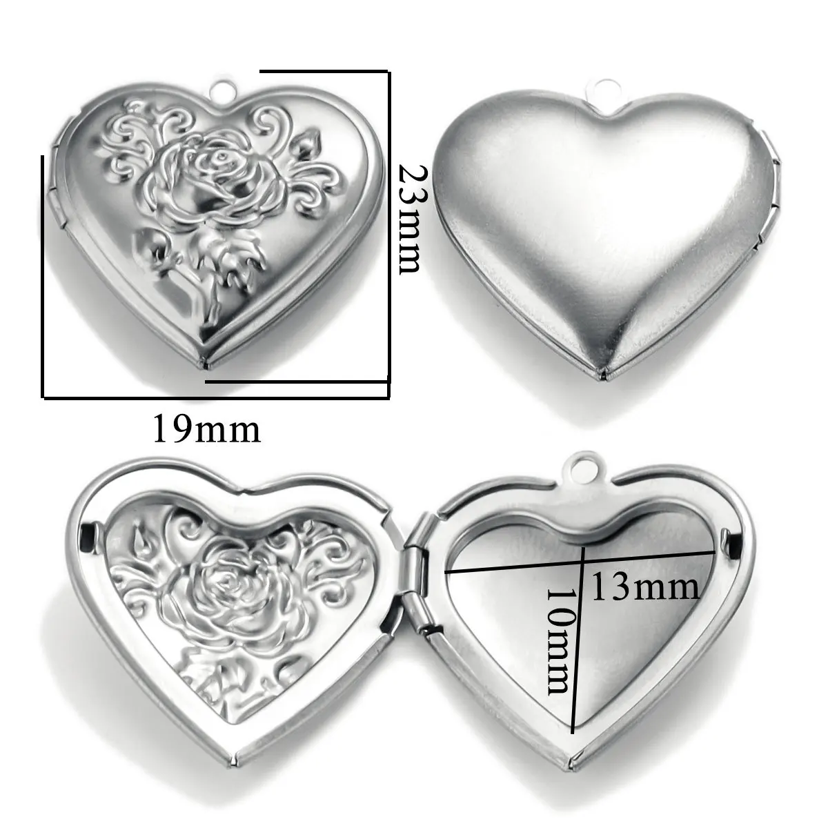 Stainless Steel Love Box Pendant Retro Relief Pattern Pendant DIY Creative Necklace Jewelry Accessory 6