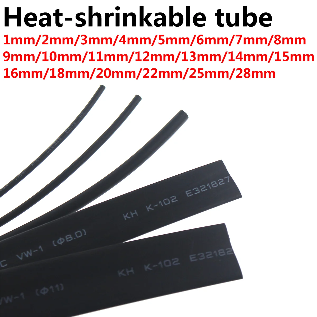 5 METER BLACK 1mm 1.5 2 3 4 5 6 7 8 9 10 11 12 13 14 15 16 18 20 22 25 28mm Heat Shrink Tubing Tube