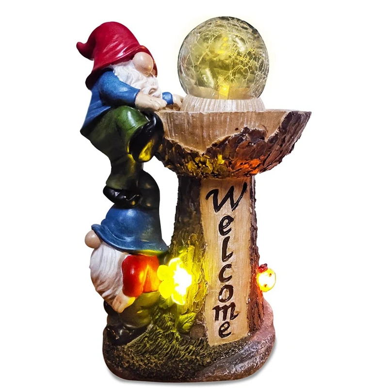

Garden Gnome Statue,Solar Garden Gnomes Decor With LED Light, Funny Garden Gnomes, For Patio Lawn Porch Decoration Durable