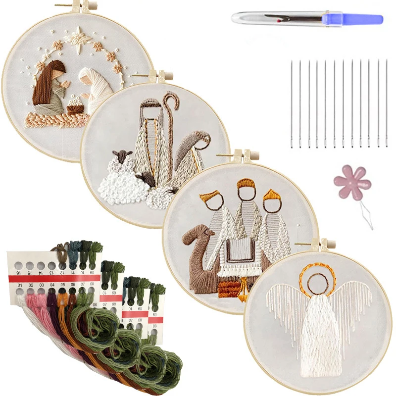 New Christmas Cross Stitch Nativity Scene Embroidery Kit Cross Stitch Set Non-finished Products Diy Religious Vintage Embroidery