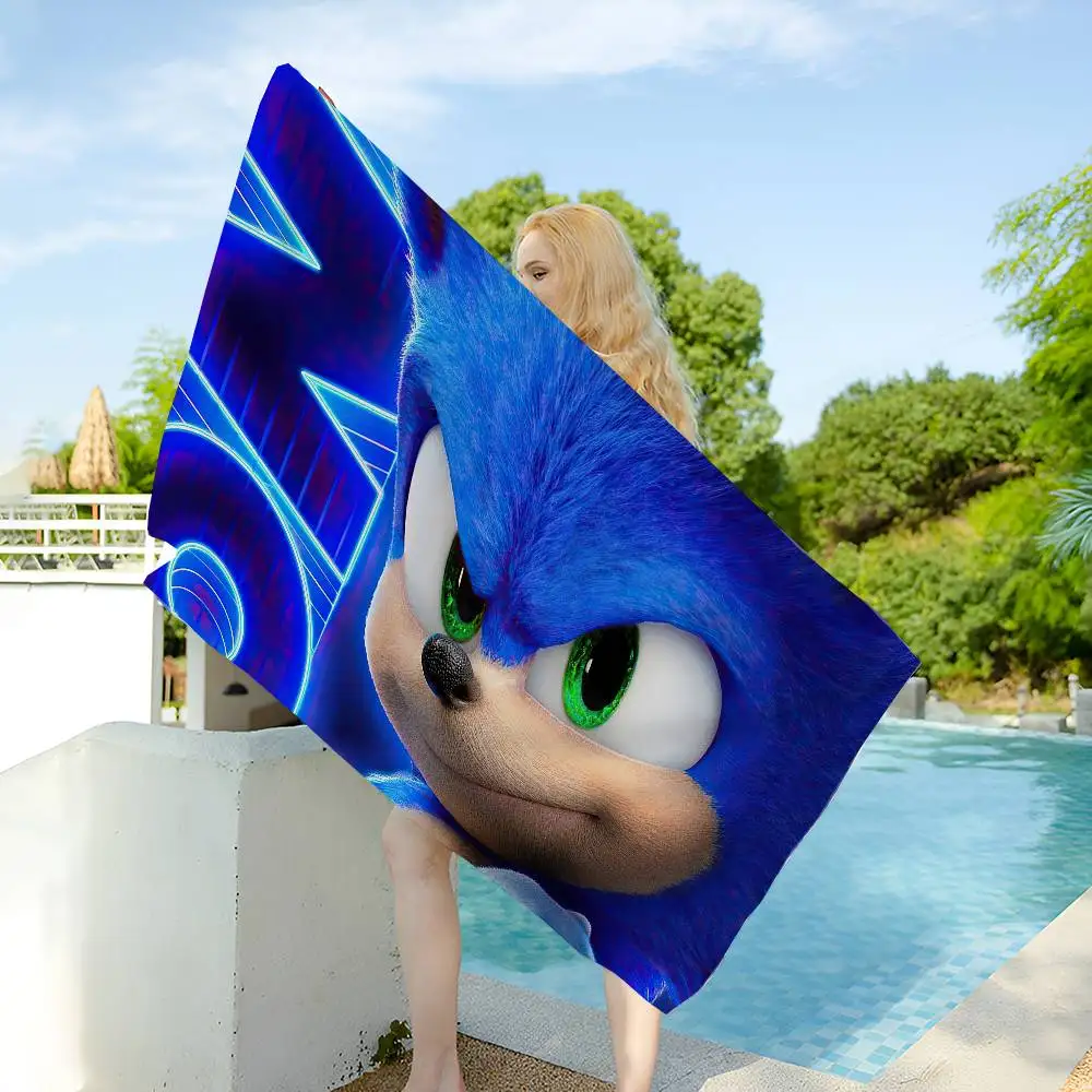 Classic Movie S-sonicS Anime Game Microfiber Beach Towel Absorbent Quick Dry Soft Yoga Swimming Resort Mountain Climbing Towel