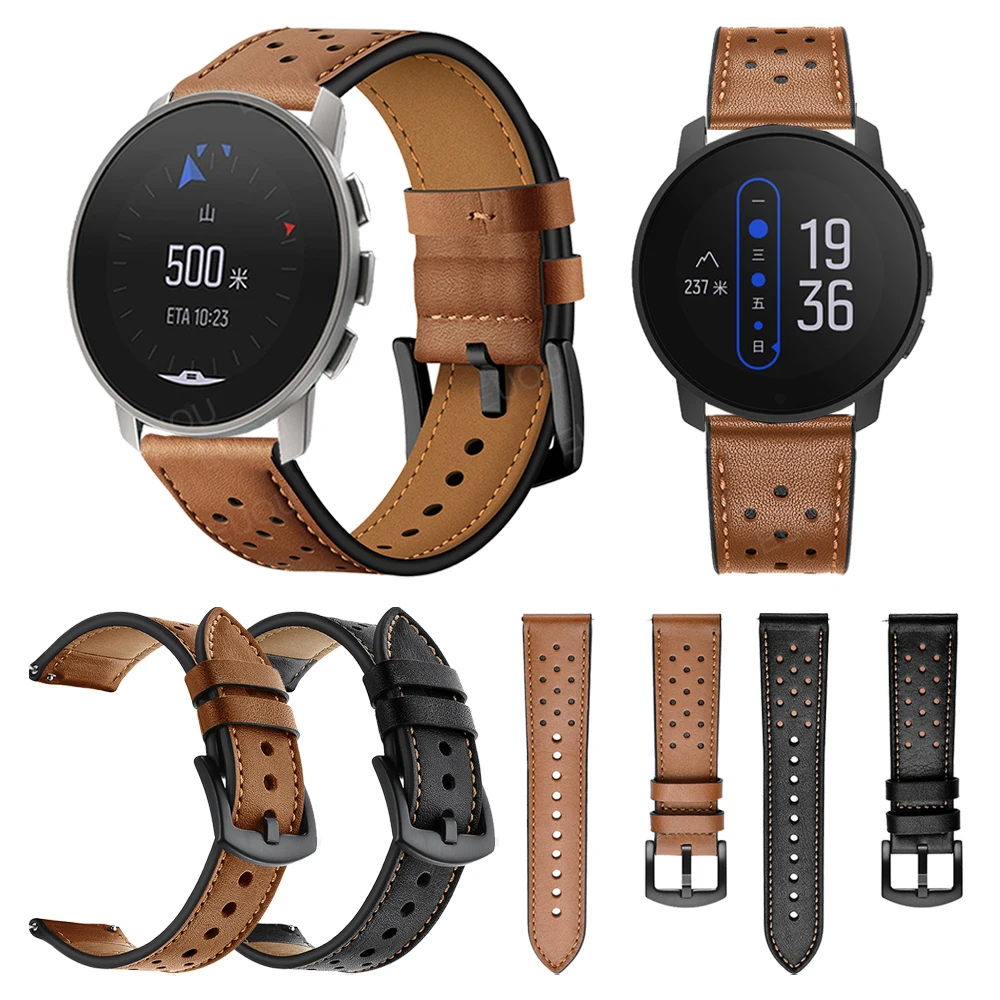 22mm Easyfit Leather Strap For SUUNTO 9 PEAK Watch band Replacement Bracelet SUUNTO 5 PEAK wristband belt correa Black/Brown