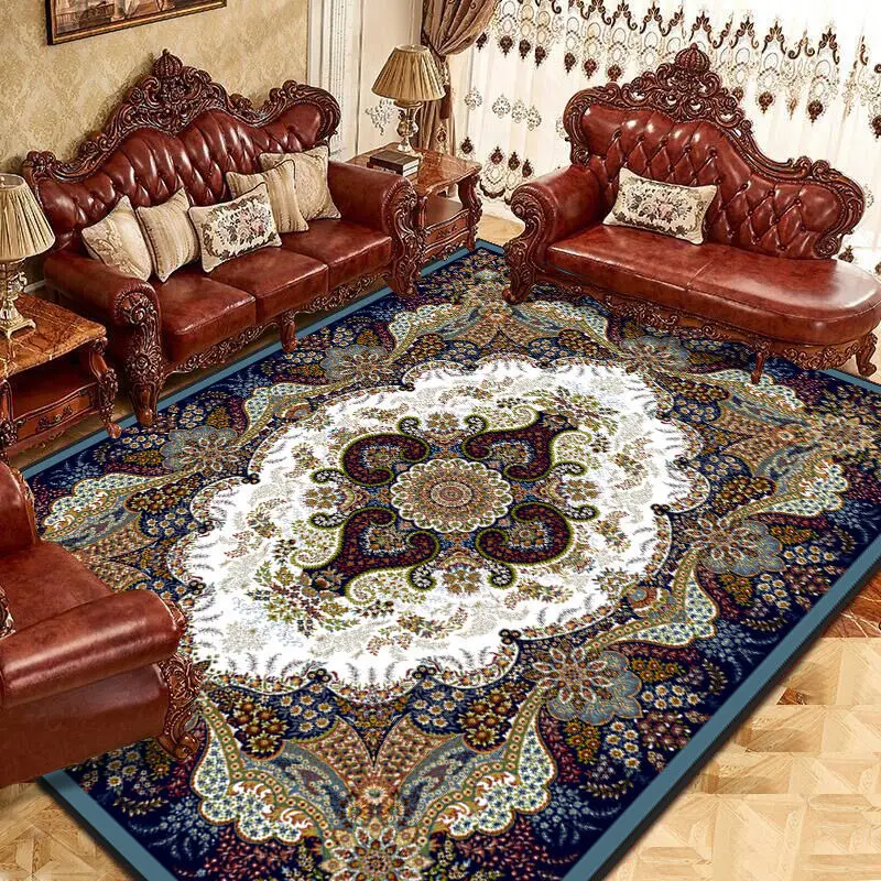 

American Retro Living Room Carpet Nordic National Style Persian Rugs Decoration Home Sofa Bedroom Large Area Non-slip Floor Mat