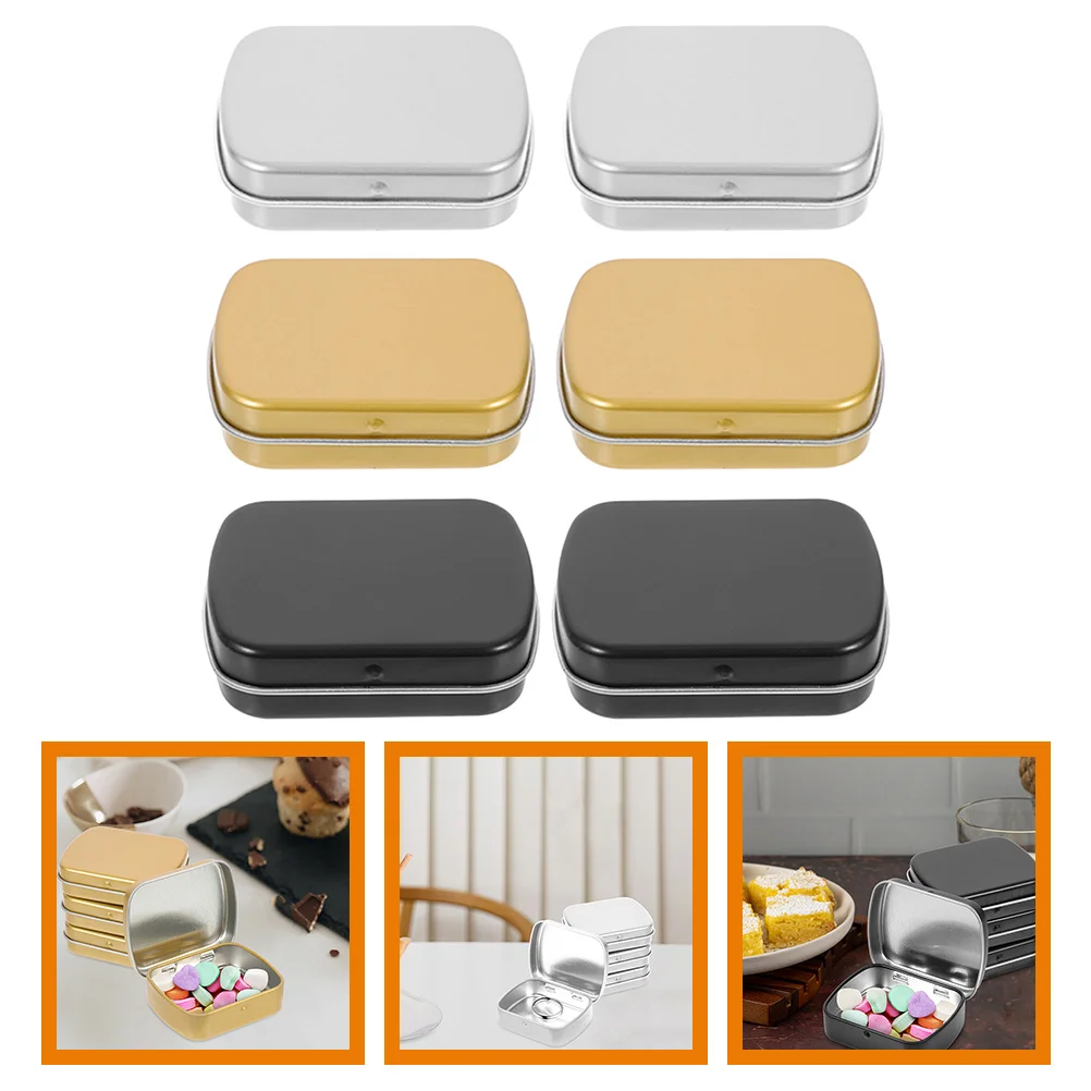 

6Pcs Portable Box Iron Candy Case Iron Sample Organizer Empty Small Storage Box