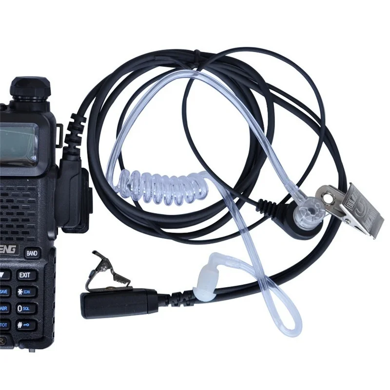 5pcs Air Acoustic Tube Earpiece 2 Pin Headset Mic PTT for Kenwood Walkie Talkie HYT BaoFeng GT-3 UV-5R UV-6R KG-UVD1P PX-777 4