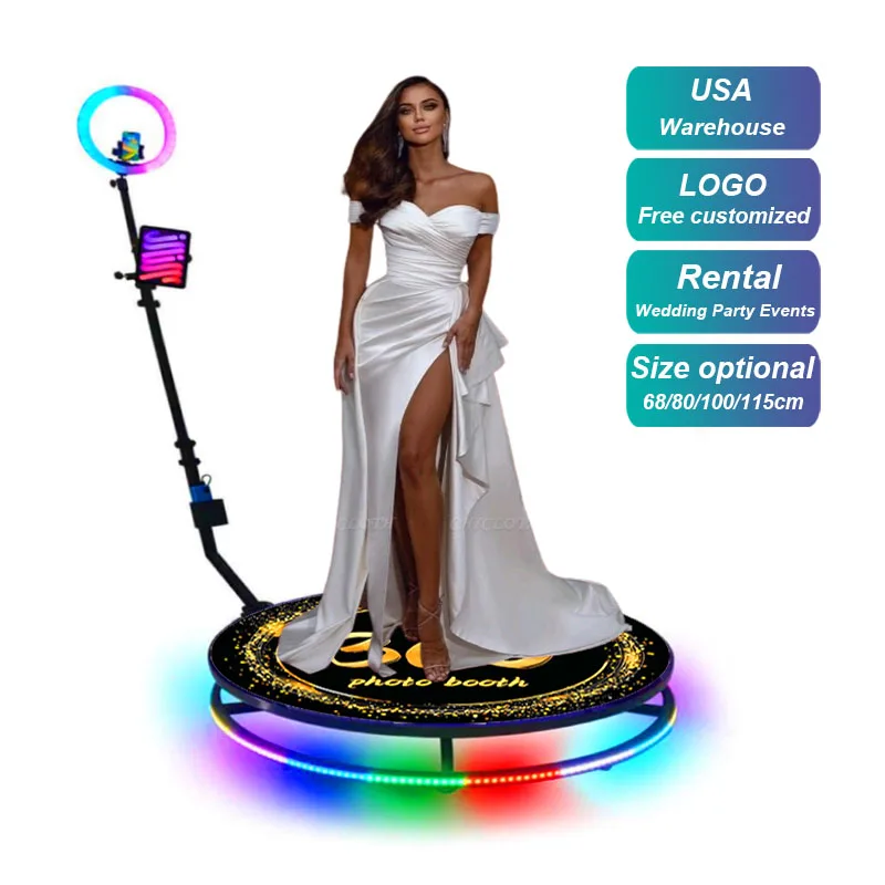 

80 100 115 cm Party Supplies Slow Rotating Spinning 360 Degree Photo booth IPad Gopro DSLR Portable360 Photo Booth
