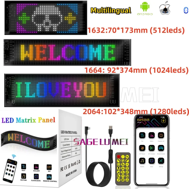 LED Signs Display Light Panel DIY Multilingual Programmable LED Matrix Pixel Panel Flexible Display Ad