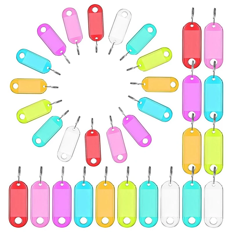 

PPYY-200 Pieces Key Tags Double Sided ID Keychain Tag Key Tags Identifiers Key Labels With Ring Flexible Key Ring, 8 Colors