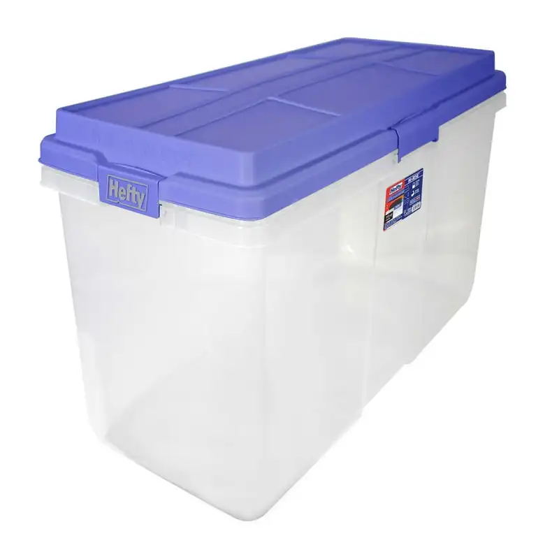 

Qt. Clear Plastic Storage Bin with Blue Hi-Rise Lid Sunglasses organizer Contact lens cases Storage organizer for clothes Organi