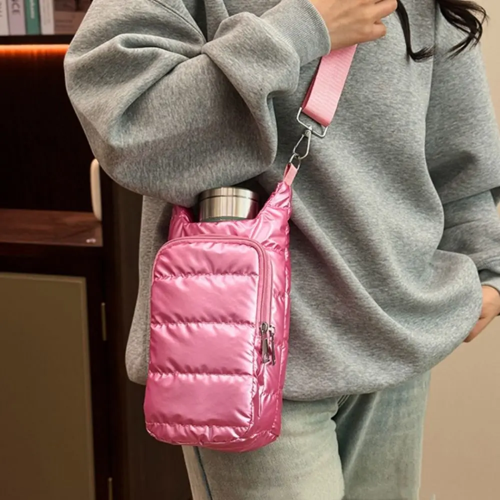 Borsa a tracolla in nylon per borraccia con tasca frontale, custodia a tracolla per borraccia - immagine 4