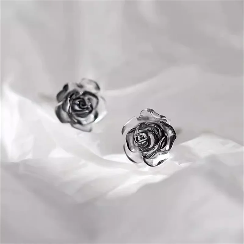 1Pair Trendy Rose Earrings Ear Stud Earrings For Women Girls Wedding Party New Fine Jewelry Gift 2