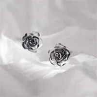 1Pair Trendy Rose Earrings Ear Stud Earrings For Women Girls Wedding Party New Fine Jewelry Gift 2