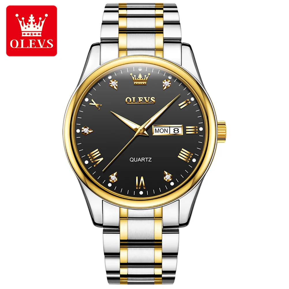 ساعة كوارتز OLEVS للرجال ساعة فاخرة مقاومة للماء م...