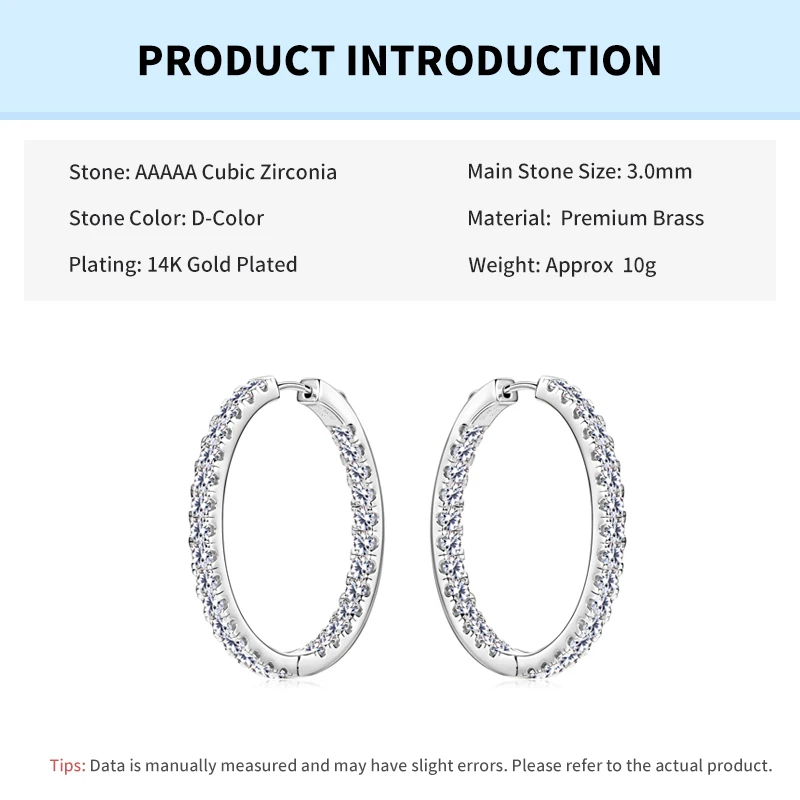 Rrjzz 5A Zirkon Huggie Creolen 14K Vergoldet CZ Laborgezüchtete Diamant-Ohrringe für Frauen Hypoallergener Schmuck Geschenk – Detail 1