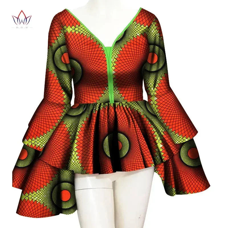 Ankara African Print Wax Shirt for Women Dashiki Long Sleeve