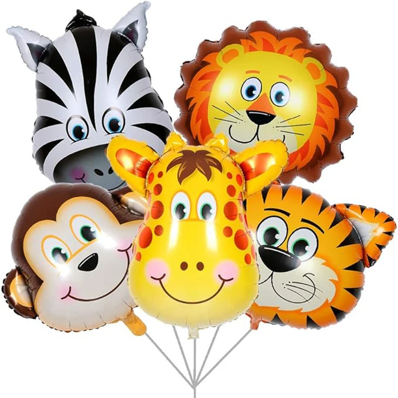 

32 Inch Tiger Lion Zebra Monkey Giraffe Foil Balloons Animal Balloons for Child Birthday Party Supplies Baby Shower Decorations