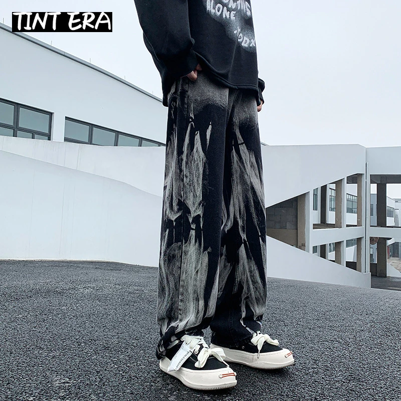 Cotton Goth Tie-dye Denim Pants Male Fashion Loose Straight Leg Jeans  Oversize Wide Leg Pants Japanese Streetwear Men Trousers - Casual Pants -  AliExpress