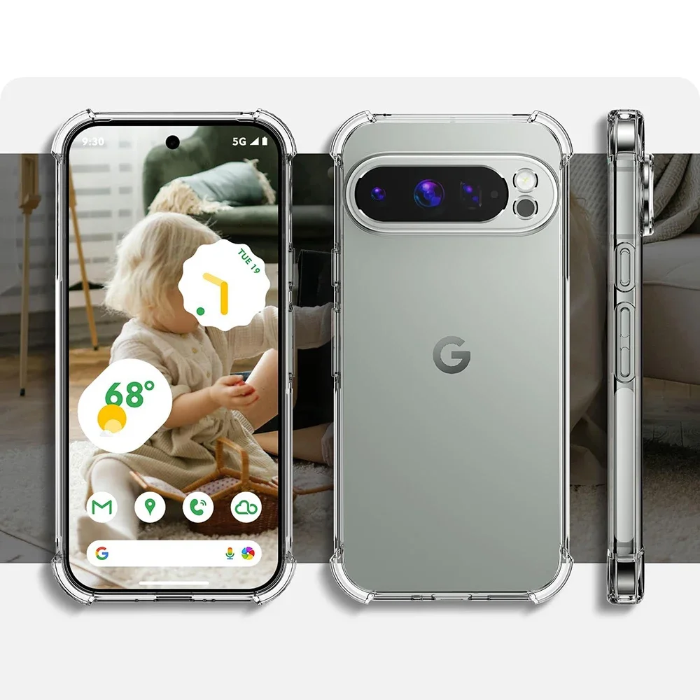 Shockproof Silicone Phone Case with Transparent Soft TPU Back Cover