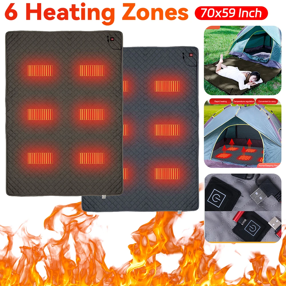 5V USB Sleeping Electric Heating Pad Heated Cushion Cold Resistant 3-Level Temperature for Outdoor Camping Heated Electric Mat 1