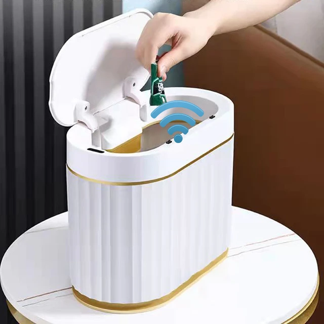 Poubelle intelligente pour toilettes chaudes, corbeille de cuisine,  corbeille à capteur, étanche, couture étroite, chargement USB, automatique,  14L - AliExpress