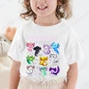 Colorful Cartoon Axolotls Graphic Print Tee, Girls' Casual & Comfy Crew Neck Short Sleeve T-shirt For Spring & Summer 2