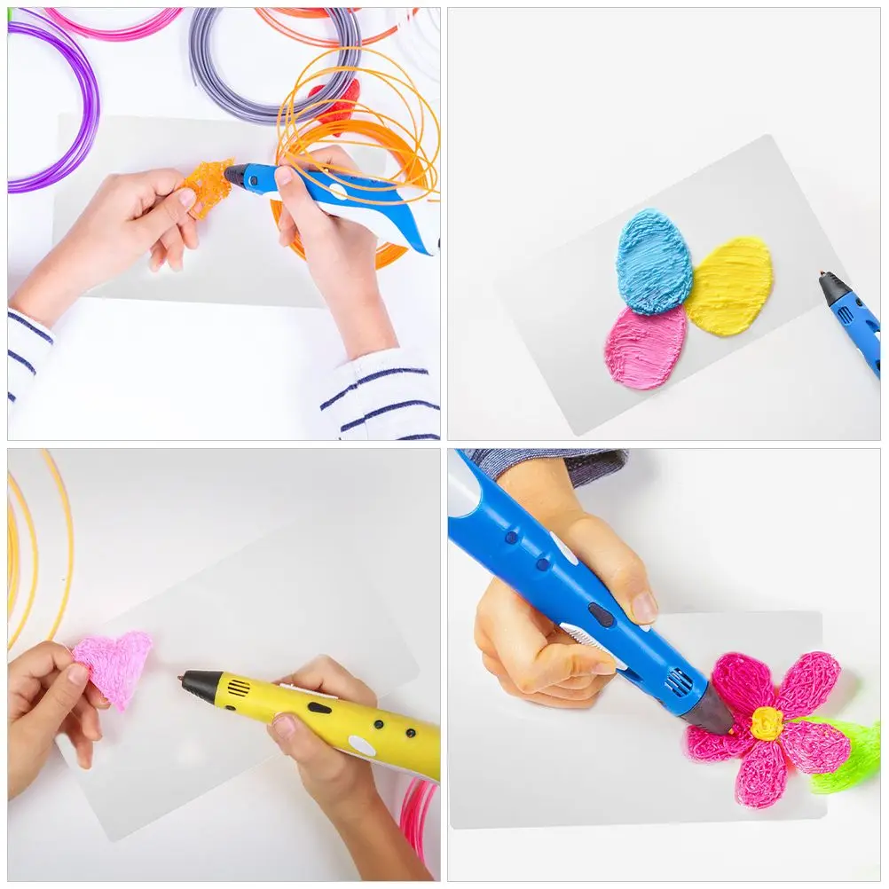 5pcs Clear PVC Drawing Board Kids 3D Pen Stencils Mats 3d Pen Drawing Mat Templates Pads 3D Printing Mats for Children Creat