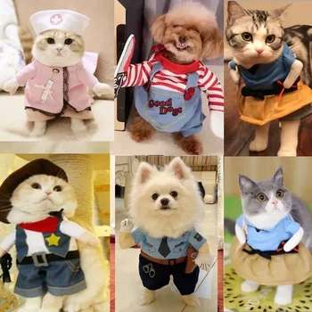작은 개용 귀여운 재미있는 옷, 변형 된 3 차원 강아지 할로윈 의상, 봄 가을 애완 동물 고양이 의상