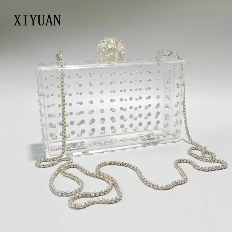 

XIYUAN Luxury Transparent Evening Bag Female Party Clutches Bridal Handbags Clear Acrylic Makeup Bag Wedding Clutch Purses
