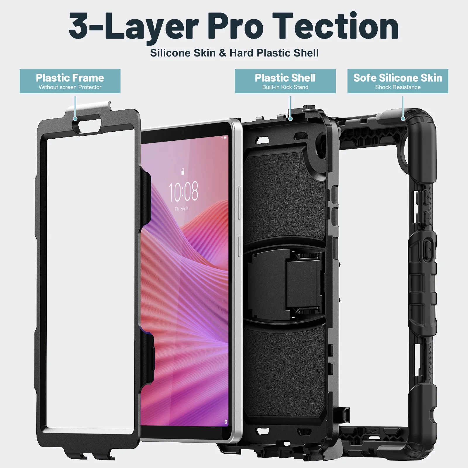 Kids Armor Case for 8.7 Inch Tablet with 360° Rotating Hand Strap and Stand - Shockproof Rugged Cover