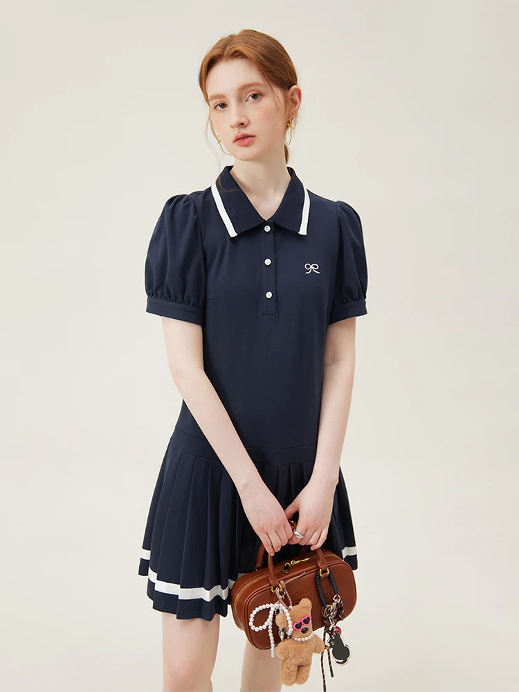ワンピース Short Sleeve Polo Mini Dress M Polo Collar Short Sleeve Knit Mini Dress-Sunfere – sunfere