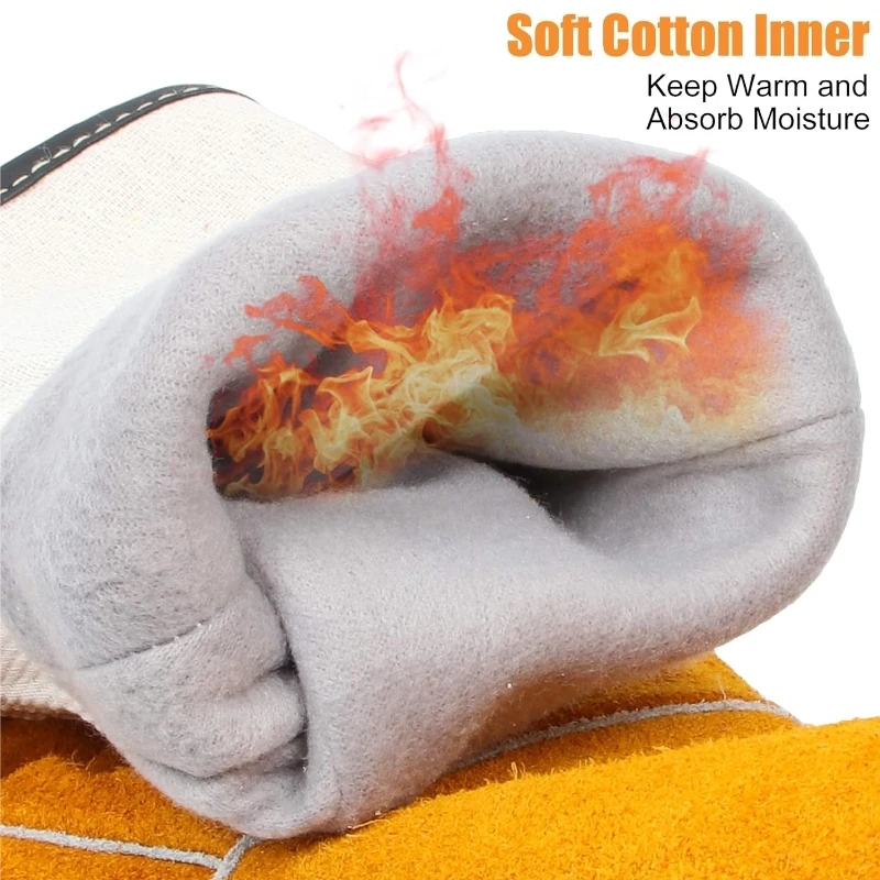 Heat Resistant Fireproof Cowhide Safety Gloves for Welding, Gardening, and BBQ