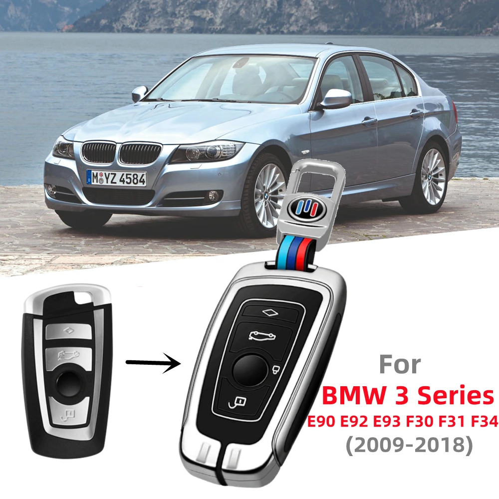 Voiture clé housse avec porte-clés porte-clés pour BMW série 3 E90 E92 E93  F30 F31 F34 2009-2012 2013 2014 2015 2016 2017 2018 - AliExpress