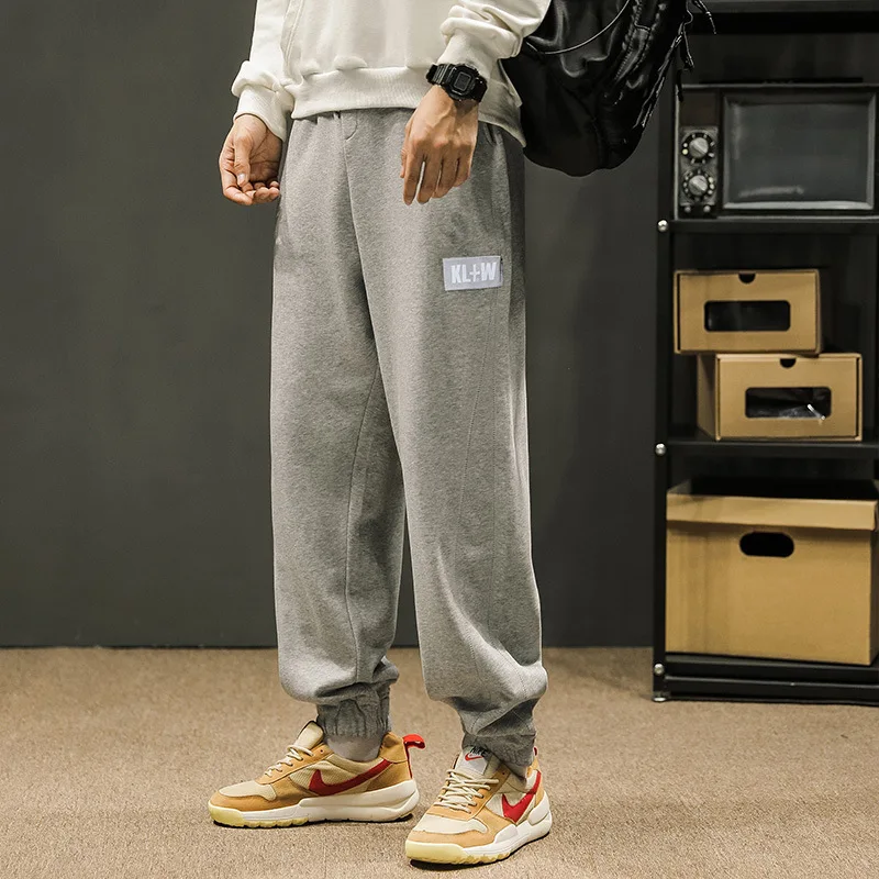 

M-3xl Mens Ankle-length Casual Pants Spring Autumn Male Trousers Elastic Waist Pockets Ankle-tied Loose Breathable Clothes Hy35
