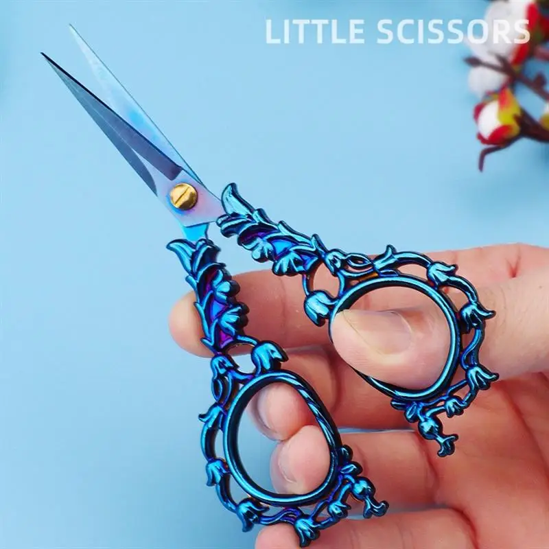 Retro Scissors Cross Stitch Zinc Alloy Vintage Small Scissor Flower Pattern For DIY Sewing Thread Cutting Needlework Tools