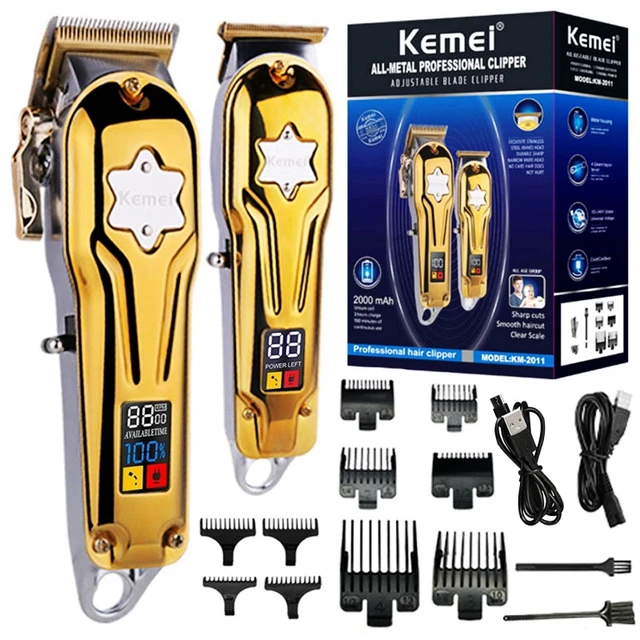 Оригинальный металлический комбинированный комплект kemei, Парикмахерская Машинка для стрижки волос для мужчин, профессиональный электрический триммер для бороды, перезаряжаемая машинка для стрижки волос 1
