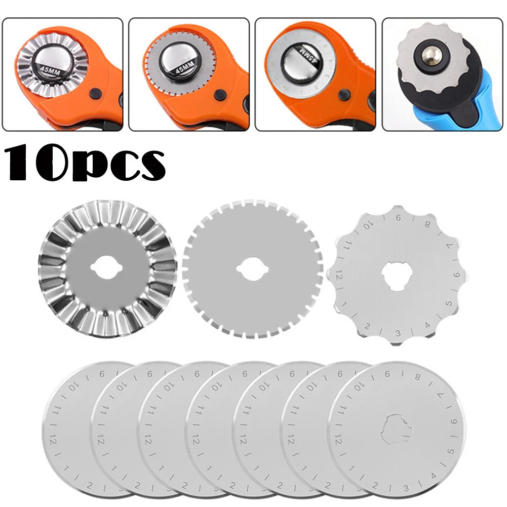 10pcs Rotary Cutter Blades Replacement 45MM Round Trimmer Refill Blade