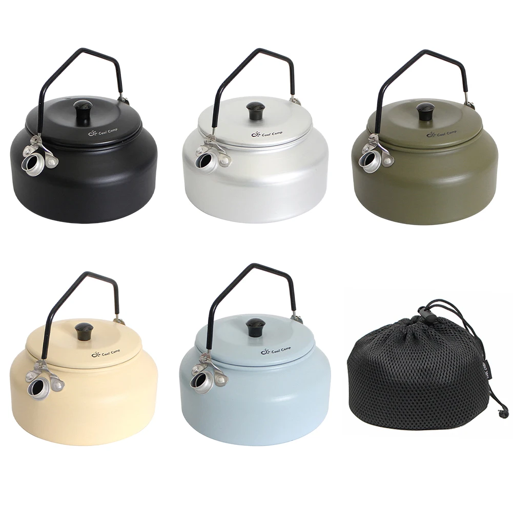 900ml Outdoor Kettle Lightweight Large Capacity Backpacking Hiking Cookware Aluminum Alloy Portable Camping Boil Water Kettle