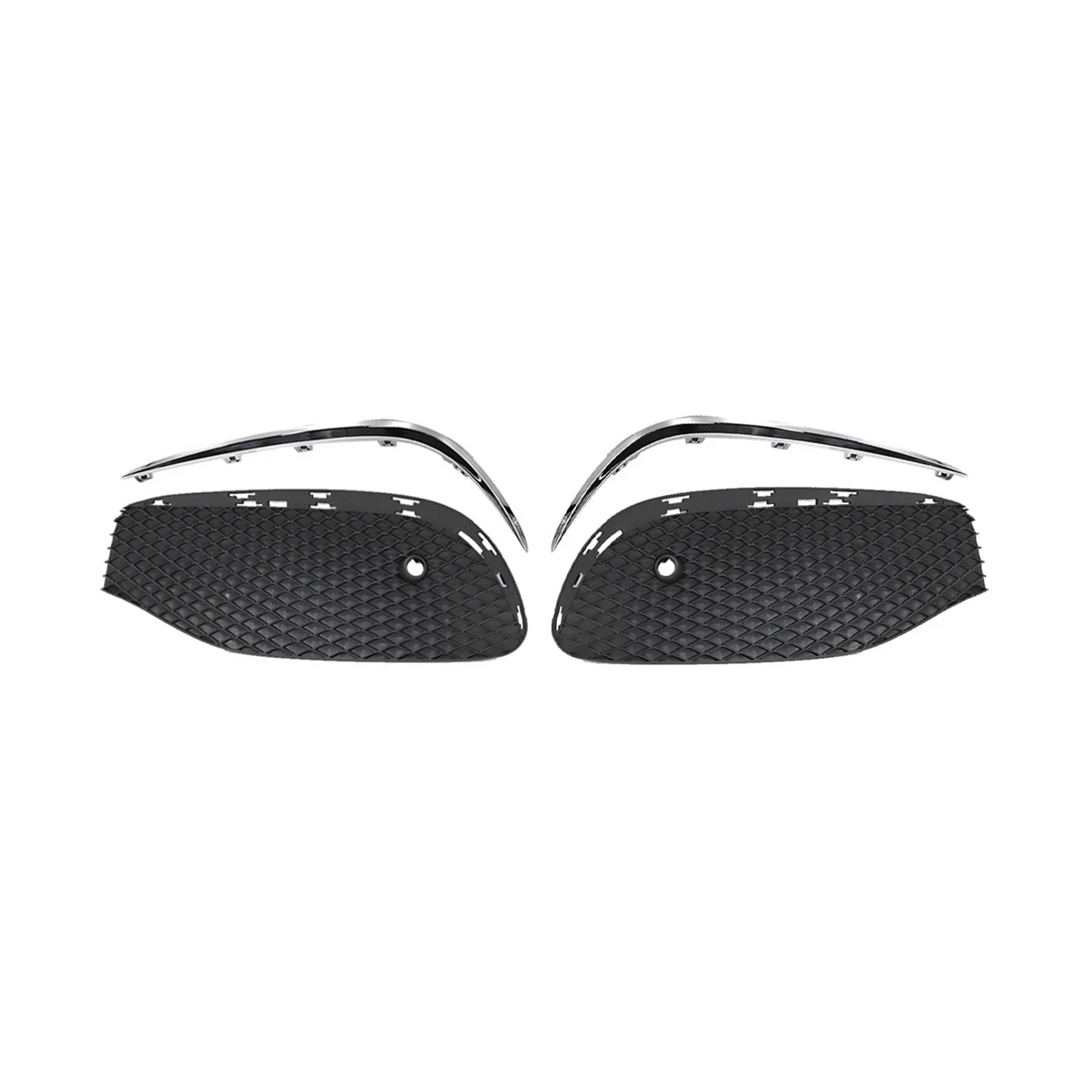 

Car Front Bumper Fog Light Grille Fog Lamp Grill Cover with Chrome Strip for Mercedes Benz E Class W213 2016-2020