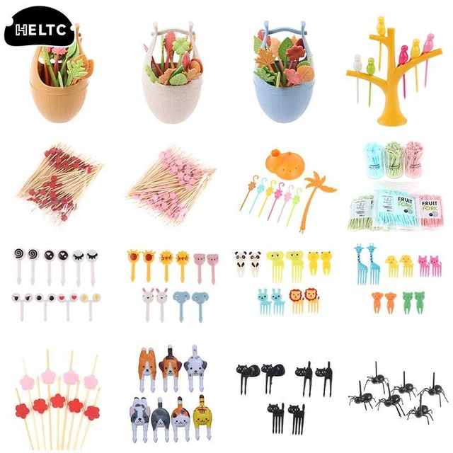 30pcs Animal Food Picks( Random Colors) For Bento Box, Lovely Cartoon Fruit  Skewers & Picks For Kids, Lunch Box Accessory