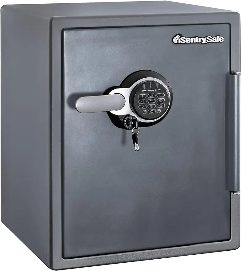 

SentrySafe Fireproof and Waterproof Steel Home Safe with Digital Keypad Lock, 2.05 Cubic Feet, 23.8 x 18.6 x 19.3 inches, Gray