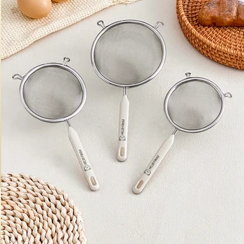 WORTHBUY Fine Mesh Filter Spoon 304 Stainless Steel Flour Sieve Reusable Colander Soybean Milk Juice Strainer Kitchen Utensils