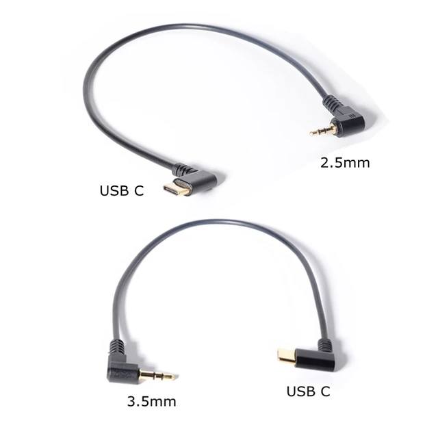 3.5mm & 2.5mm Audio To Usb C Cable, 90 Degree Angle Usb Type-c To 2.5 3.5  Mm Elbow Male Aux Headphone Jack Cable 30cm 1ft - Audio & Video Cables -  AliExpress